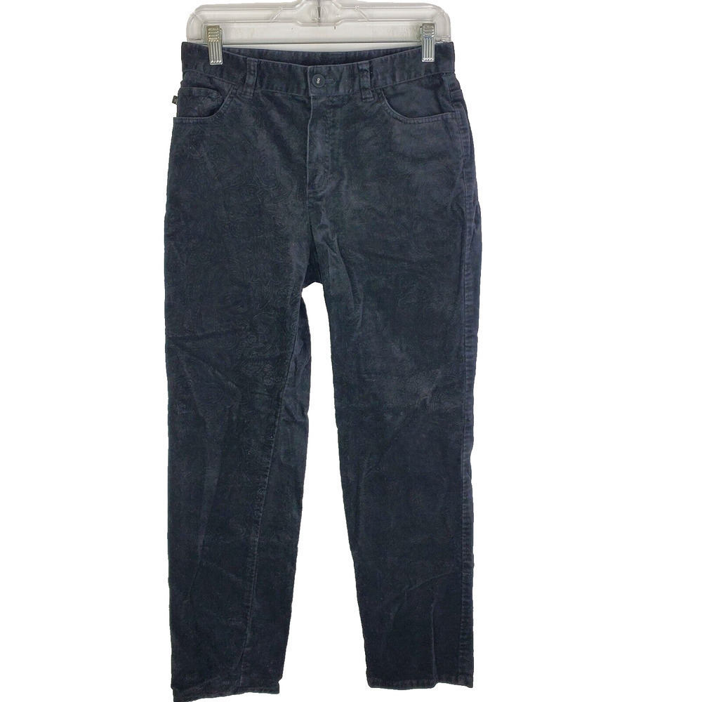 Lauren Ralph Lauren Velour Jeans Womens 6P Paisley Straight Leg Mid Rise